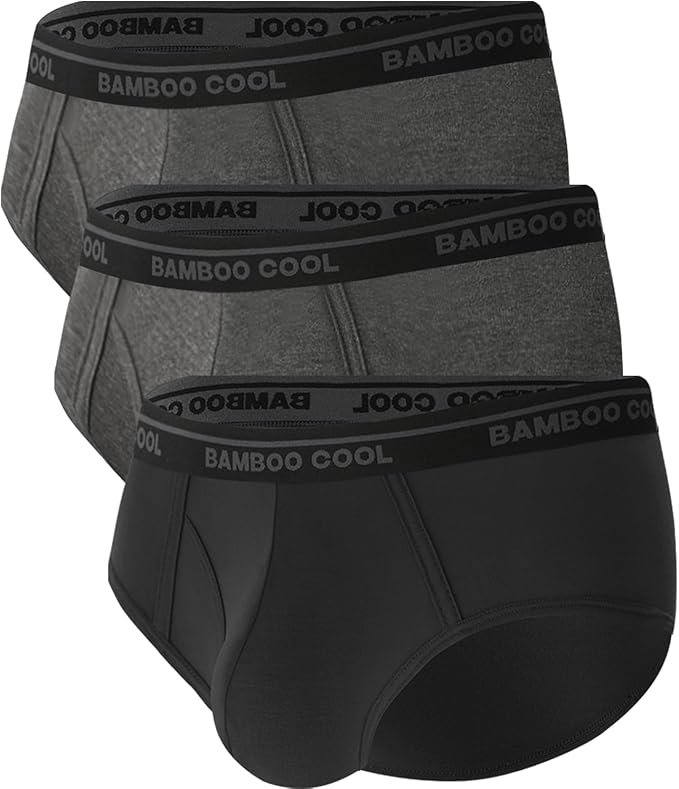 BAMBOO COOL Mens Breathable Soft Underwear Open-fly Classic Briefs, Tag-free