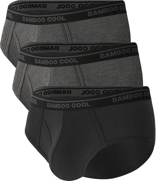 BAMBOO COOL Mens Breathable Soft Underwear Open-fly Classic Briefs, Tag-free