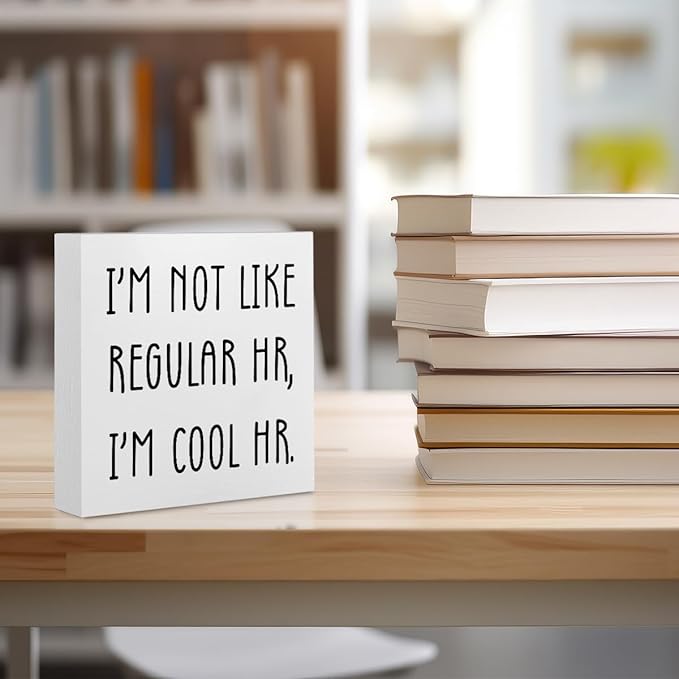 Funny Human Resources Office Supplies Rustic Desk Decor White Wooden Box Sign Office Organization Humor Manager Coworker HR Gifts Farmhouse Wood Plaque Cubicle Accessories Home Shelf Table Decorations