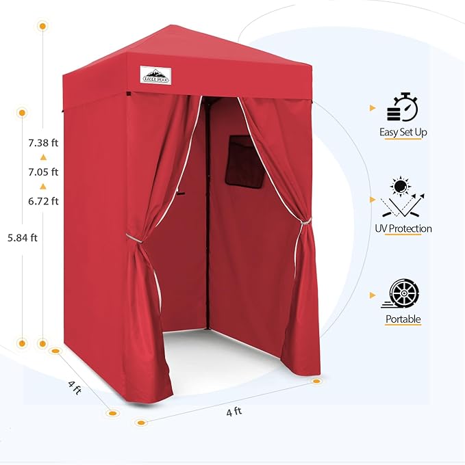 EAGLE PEAK EAGLE PEAK Flex Ultra Compact Pop-up Canopy, Sun Shelter, Changing Room, Portable Privacy Canopy Cabana, 4x4ft Canopy Tent, for Pool, Fashion Photoshoots, or Camping, Red