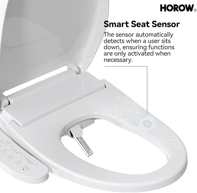 HOROW T0338W One Piece Toilet with Smart Bidet Seat, Elongated ADA Height Toilets with Heated Seat, Luxury Smart Toilet with Bidet Built-in, Dual Flush 12'' Rough-in, MAP 1000g, Standard White Toilet