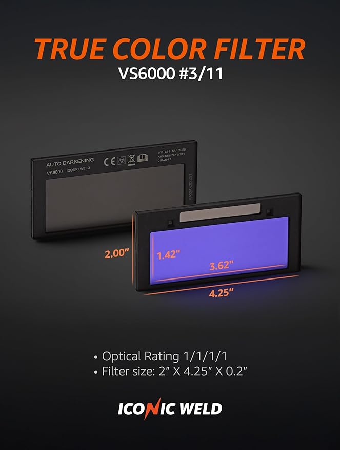 Auto Darkening Welding Helmet - Lightweight, Shade #3/11, with Bag (White)