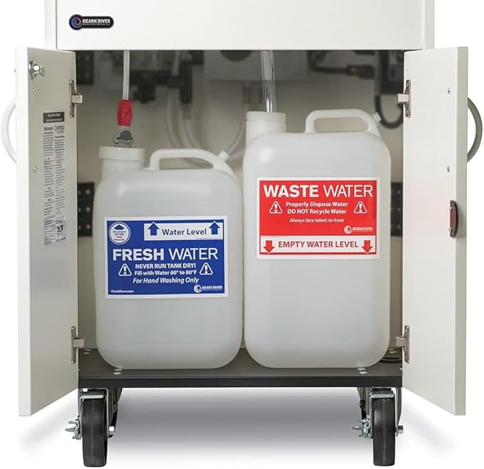 Ozark River Portable Sinks Premier 1, Maple Laminate-Laminate Countertop-Stainless Basin, Self Contained Sink, Hand Washing Station, Portable Sink with Hot Water, Portable Sink Hand Wash Station