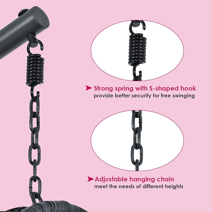 Giantex Hanging Egg Chair, Swing Chair with C-Hammock Stand Set, Hammock Chair with Soft Seat Cushion & Pillow, Multifunctional Hanging Chairs for Outdoor Indoor Bedroom (Red)