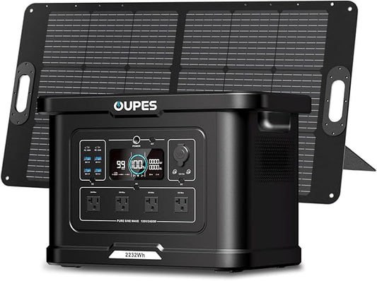 OUPES Exodus 2400 Solar Generator with 100W Panels, LiFePO4 Power Station for Camping, RVs, Home Backup & Off-Grid Adventures