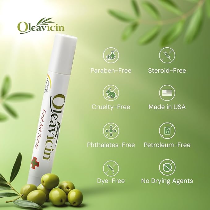 First Aid Spray & Bug Bite Relief for Use on Minor Skin Irritations | Soothing Comfort | Patented Formula | Olive Leaf Extract | Natural | 0.17 oz (5ml) (10)