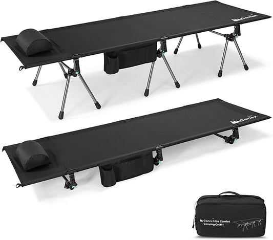 Gonex Camping Cot with Leg Extenders 2 in 1 Portable Ultralight Folding Cot for Adults Adjustable Height Supports 350lbs Sleeping Bed for Backpacking Travel Beach Home 74.8"x27.5"