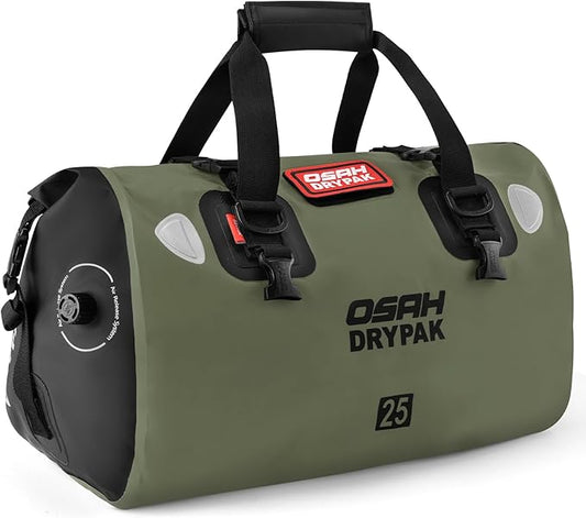 Waterproof Duffel Bag - Motorcycle Dry Bag Tail Bag with Large Storage Space, Waterproof Luggage Duffle Bags with Outer Mesh Zipper Pocket for Camping, Kayaking, Fishing & Traveling