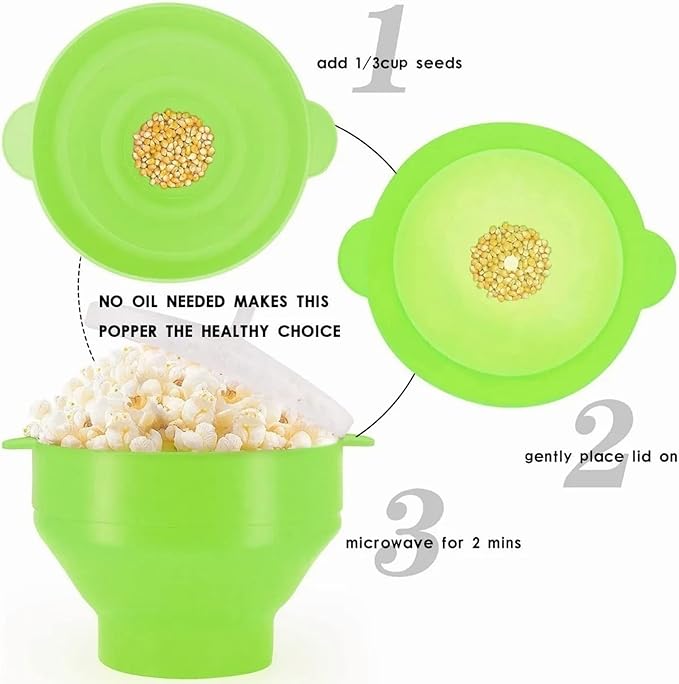 Collapsible Silicone Microwave Hot Air Popcorn Popper Bowl With Lid Microwave Silicone Popcorn Popper Collapsible Silicone Popcorn Maker Bowl