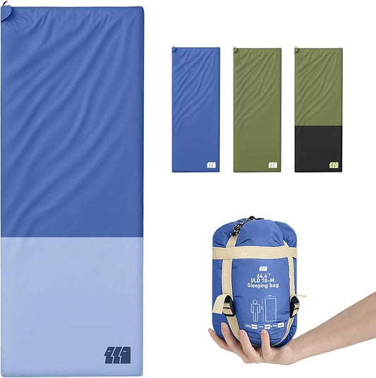 Ultralight Warm Weather Sleeping Bag - Portable, Waterproof, Compact Lightweight, Comfort with Compression Sack - Great for Outdoor Camping, Backpacking & Hiking