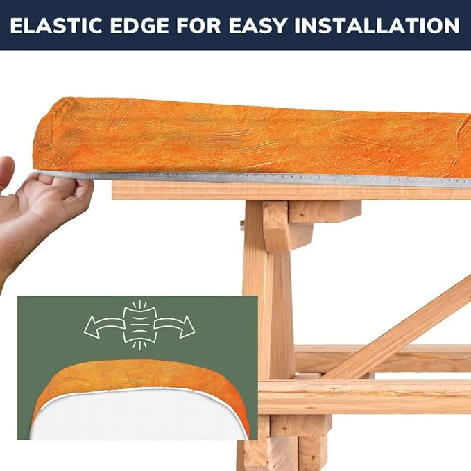 CAPSCEOLL Fitted Picnic Table Cover with Bench Covers with Elastic 6Ft Waterproof Camping Picnic Table Cover Cloths for Outdoors Camping Tablecloth with Drawstring Bag, 72X30in, Burnt Orange