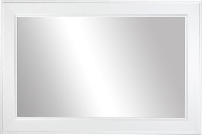 Frame My Mirror White Framed Mirror, 26" x 32" Mirror for Bathroom, Wood Frame, True Reflections Glass, White Finish, Porter Design, Hangs Horizontally or Vertically, Made in USA