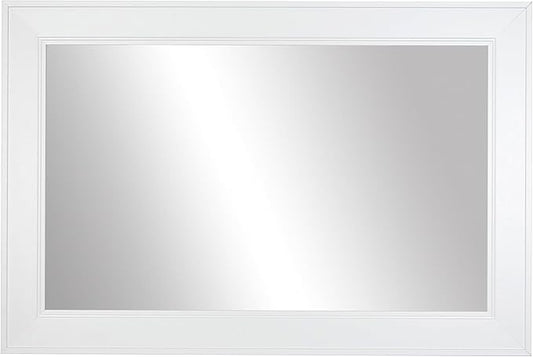 Frame My Mirror White Framed Mirror, 20" x 24" Mirror for Bathroom, Wood Frame, True Reflections Glass, White Finish, Porter Design, Hangs Horizontally or Vertically, Made in USA
