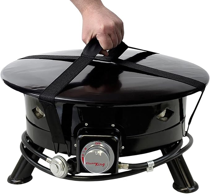 Flame King Smokeless Propane Fire Pit, 24-inch Portable Firebowl, 58K BTU with Self Igniter, Cover, & Carry Straps for RV, Camping, & Outdoor Living
