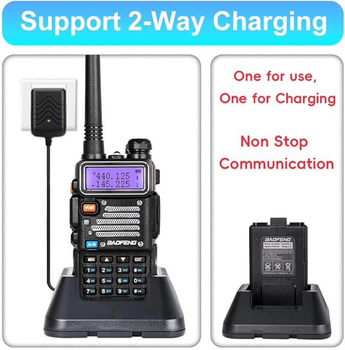 Baofeng UV-5R 8W High Power Ham Radio with 4pcs Batteries, Dual Band Long Range Two Way Radio Walkie Talkie Ham Radio Handheld with Earpiece,Speaker Mic,Charger and Antenna Full Kit (2 Pack)