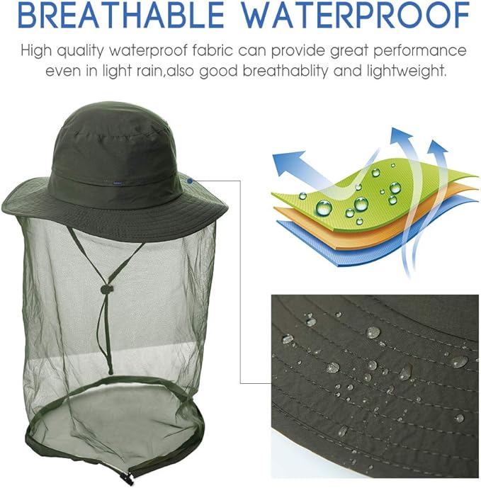 Comhats Net Nylon Mesh Veil Bucket Hats for Men Sun UV Protection Fishing/Gardening/Boating Outdoor
