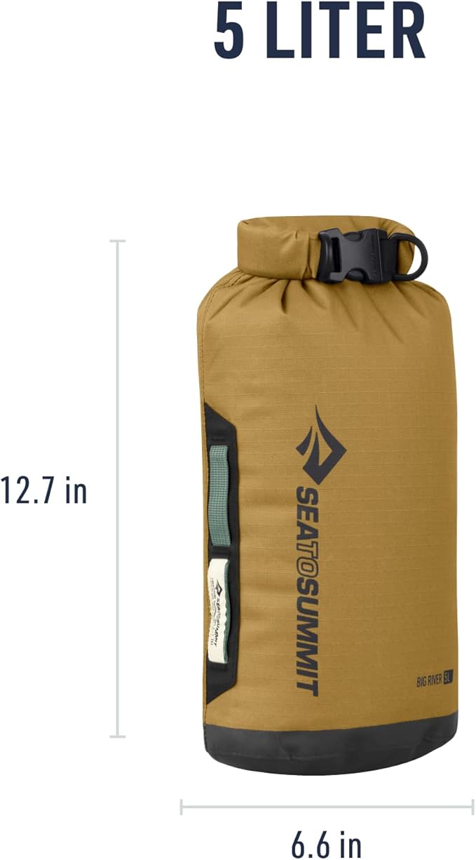 Sea to Summit Big River Dry Bag, Heavy-Duty Dry Storage, 5 Liter, Gold Brown