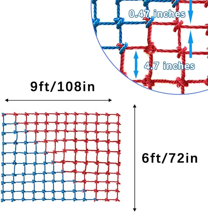 Climbing Cargo Net, Polyester Playground Climbing Net, Heavy Duty Large Military Climbing Net for Kids Outdoor, Kids Safety Protection Net, Rope Ladder, Jungle Gyms, Swingset, Treehouse