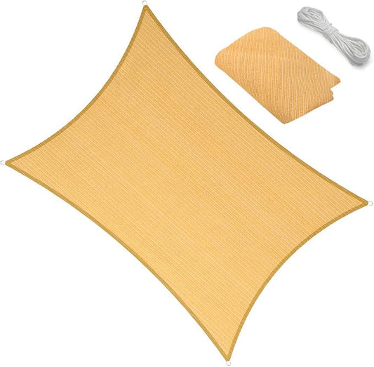 12' x 16' Yellow Outdoor Sun Shade Sail Canopy ??UV Resistant Permeable Awning Fabric for Patio, Garden, Backyard, Pergola, Carport, Lawn Shelter Cover