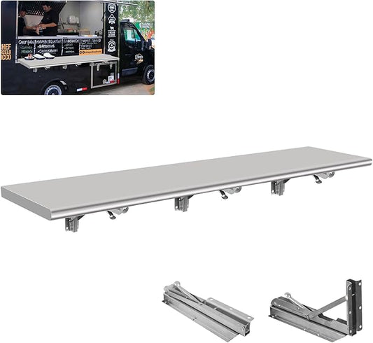 70'' L x 12''W Folding Concession Shelf- Stainless Steel Food Shelf Stand Serving for Concession Serving Window