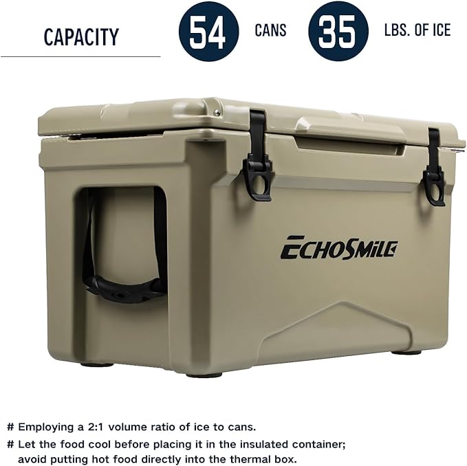 EchoSmile 25/30/35/40/60/75 Quart Rotomolded Cooler, Built to Stand up to The Rigors of The Journey