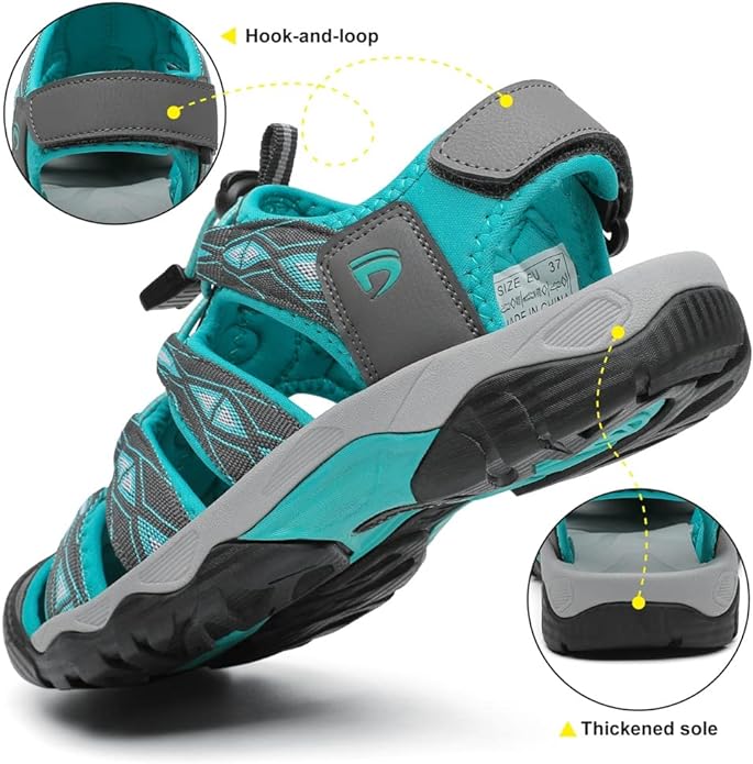 Dannto Women's Sport Hiking Sandals Closed Toe Outdoor Athletic Walking Sandal Lightweight Summer Water Shoes