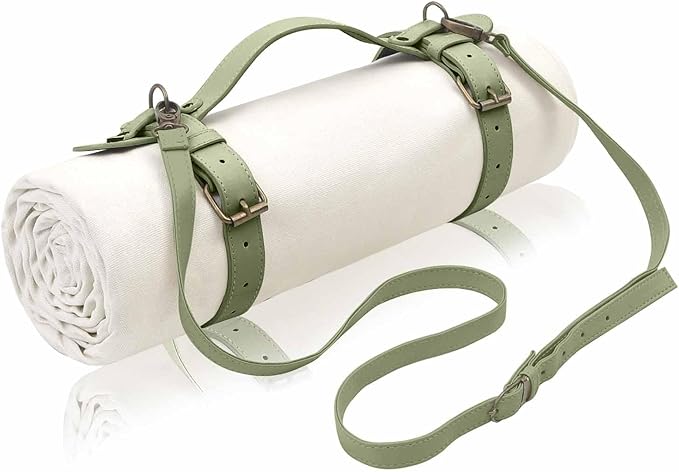 4’9” x 6’3” White Lightweight Water-Resistant Canvas Mat – Picnic, Outdoor, Beach, Park, Camping, Toy Mat