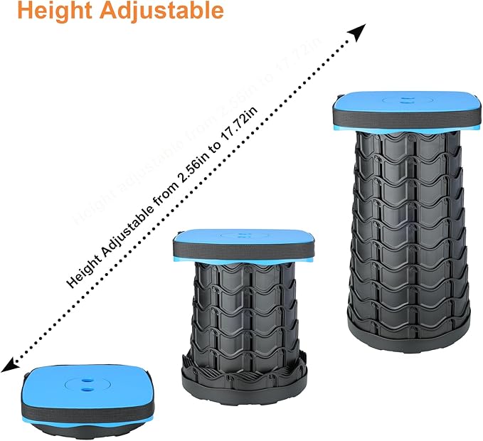 Boreeman Upgraded Collapsible Stool, Square Portable Stool, Lightweight Yet More Sturdy with Load Capacity 400lbs, Perfect for Camping Fishing Hiking BBQ (Square Blue)