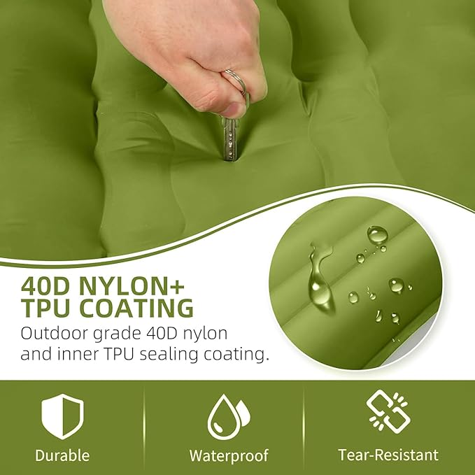 Camping Sleeping Pad, Extra Thick 5 Inch Camping Mat with Pillow Built-in Foot Pump Inflatable Sleeping Pads Compact for Camping Backpacking Hiking Traveling Tent