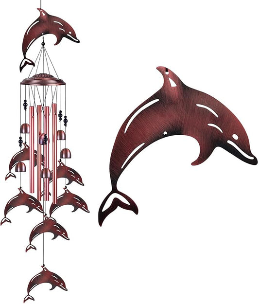 Dolphin Wind Chimes for Garden, Home, Balcony, Yard, Outdoor Decoration, Blessing Wind Bells, Memorial Wind Chime, Wind Catcher, Dolphins Wind Chimes Xmas Gifts for Mom, Grandma, Family, Women, Friend