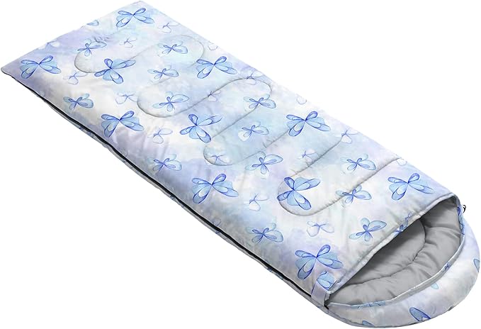 AILONEN Pink Lovely Rabbit Sleeping Bag for Girls Kids Adults,Warm and Cool Weather,Lightweight,Waterproof Backpacking,Cartoon Flowers Printed Bunny Sleeping Bag for Camping