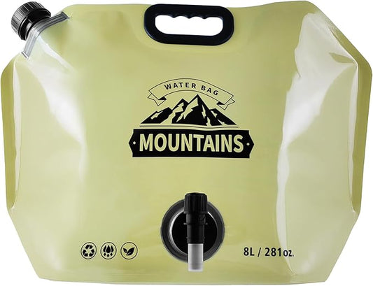 Collapsible 8L Water Storage Bag, BPA-Free Portable Folding Water Jug with Adjustable Faucet, Leakproof Emergency Water Bag for Camping, Hiking, Riding, Outdoor Sport (BEIGE, 1)