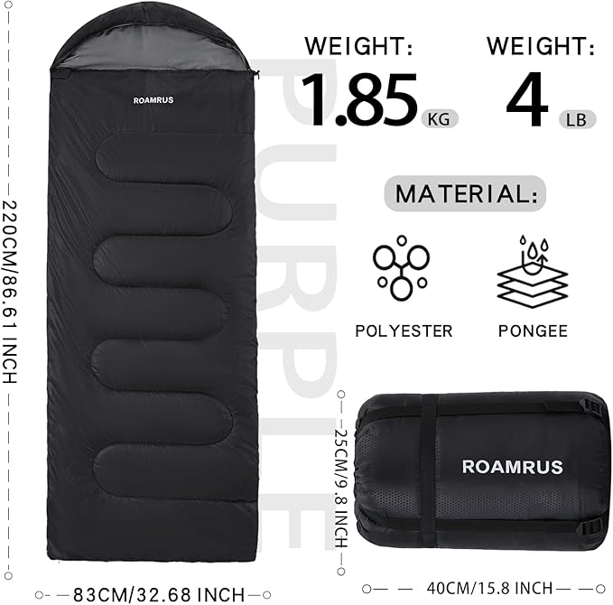 3 Seasons Sleeping Bags for Adults, Portable, Waterproof, Lightweight,with Storage Sack for Outdoor & Indoor, Hiking, Camping, Warm & Cold Weather Sleeping Bag for kids 10-12, Girls, Boys Mens