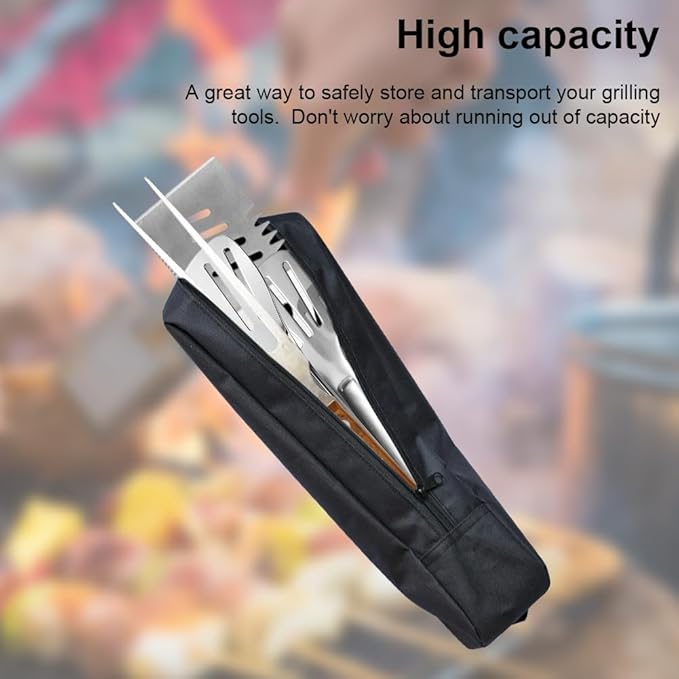 Grill Utensil Storage Bag, Grilling Bags for Outdoor Grilling, Foldable Grill Hardware & Tools BBQ Bag, Oxford Cloth Grill Utensil Storage Bag for Camping and Hiking BBQ(black)