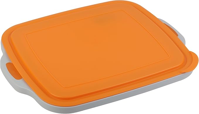 Collapsible Cutting Board with Container, Foldable Camping Sink with Colander, BBQ Prep Tub with Lid, Multifunction Dish Basin for Kitchen, Bowl, Vegetable and Fruit, 2.11 Gal/8L Storage Basket