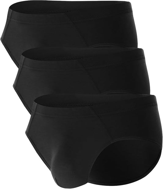 BAMBOO COOL Men's Underwear Briefs Fabric Covered Waistband Underwear Breathable Briefs with 3D Pouch Tagless Panties for Men