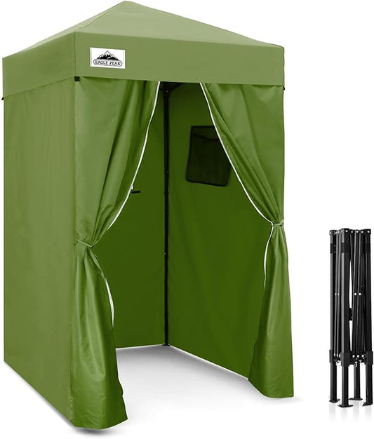EAGLE PEAK Flex Ultra Compact 4x4 Pop-up Canopy, Sun Shelter, Changing Room, Portable Privacy Canopy Cabana for Pool, Fashion Photoshoots, or Camping, Army Green