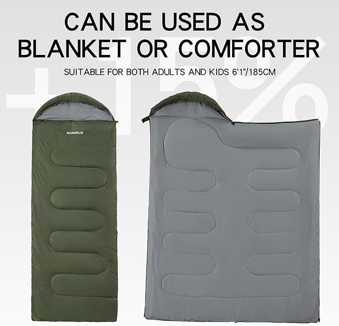 3 Seasons Sleeping Bags for Adults, Portable, Waterproof, Lightweight,with Storage Sack for Outdoor & Indoor, Hiking, Camping, Warm & Cold Weather Sleeping Bag for kids 10-12, Girls, Boys Mens