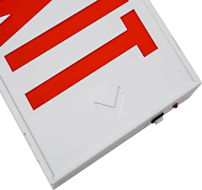 TANLUX Red Exit Sign with Steel Housing, LED Emergency Exit Light with Battery Backup, UL Listed, AC 120/277V, Commercial Emergency Lights for Business