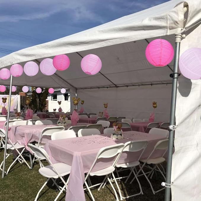 10Pcs 16 Inch Round Paper Lanterns for Home Decor, Restaurant, Church, Wedding, Birthday Party Decorations, Hanging Chinese Japanese Paper Lantern Lamps (Pink Series)