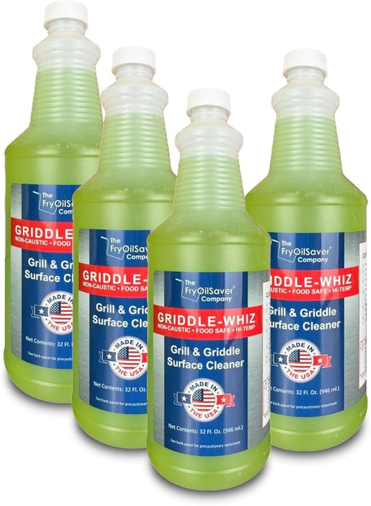 4x Griddle-Whiz Grill & Griddle Surface Cleaner, Removes Grease, Food Residue & Burnt On Organics, High-Heat Flat Top Grill Cleaner, Food Contact Surface, Non-Caustic Formula by FryOilSaver Co.