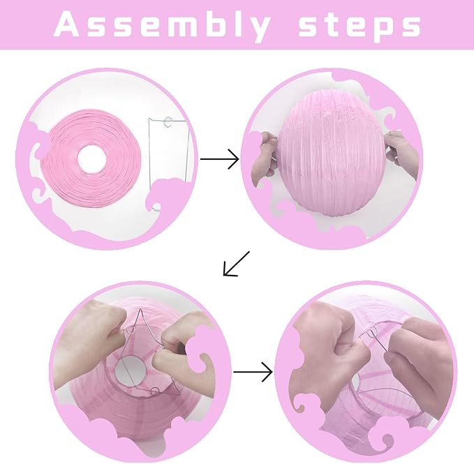 12Pcs Round Paper Lanterns Assorted Sizes (6" 8" 10" 12") for Home Decor, Restaurant, Church, Wedding, Birthday Party Decorations, Hanging Chinese Japanese Paper Lantern Lamps (3 Colors)