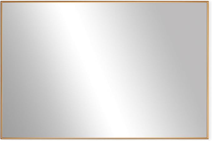 Frame My Mirror Gold Metal Framed Mirror, 20" x 54" Champagne Bronze Mirror for Bathroom, Metal Frame, True Reflections Glass, Stanton Design, Hangs Horizontally or Vertically, Made in USA