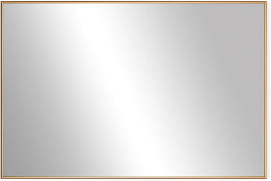 Frame My Mirror Gold Metal Framed Mirror, 24" x 28" Champagne Bronze Mirror for Bathroom, Metal Frame, True Reflections Glass, Stanton Design, Hangs Horizontally or Vertically, Made in USA