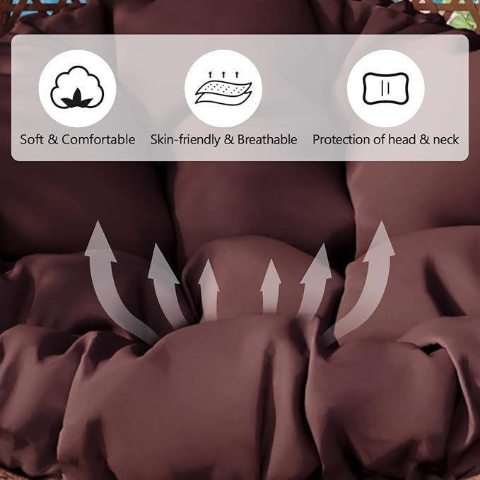 JUFU Egg Swing Chair with Stand,Hanging Egg Chair Indoor Outdoor,Hammock Hanging Basket Chair with Aluminum Steel Frame，Patio Egg Chair with Removable Cushions for Patio Balcony Backyard,Bedrooms