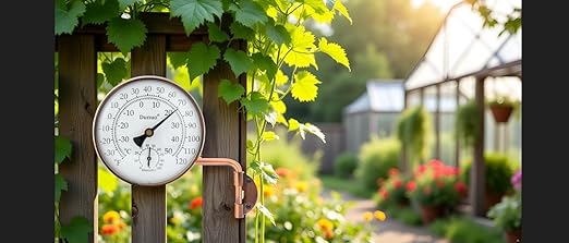 4" Brass Outdoor Thermometer, Indoor Thermometer for Room – Analog Wall-Mount Temperature Gauge with Humidity – Decorative for Patio, Garage, House, Greenhouse, Window, Antique Bronze