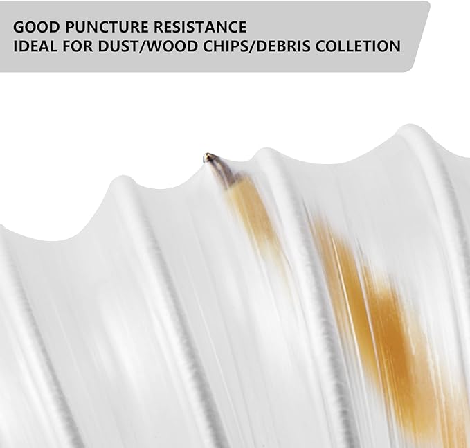 2 1/2" x 20' Clear Dust Collection Hose, PVC Puncture Resistant Fume Collection Hose with 6 Pieces Stainless Steel Clamps, 2.5 Inch Dust Collector for Woods Debris