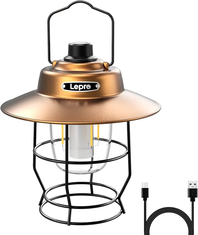 Lepro Vintage LED Camping Lantern Rechargeable, Power Bank, Christmas Decorations, Retro Style, Classic Railroad Lantern with Dimmable Control, Portable Hanging Tent Light for Camping, Power Outages