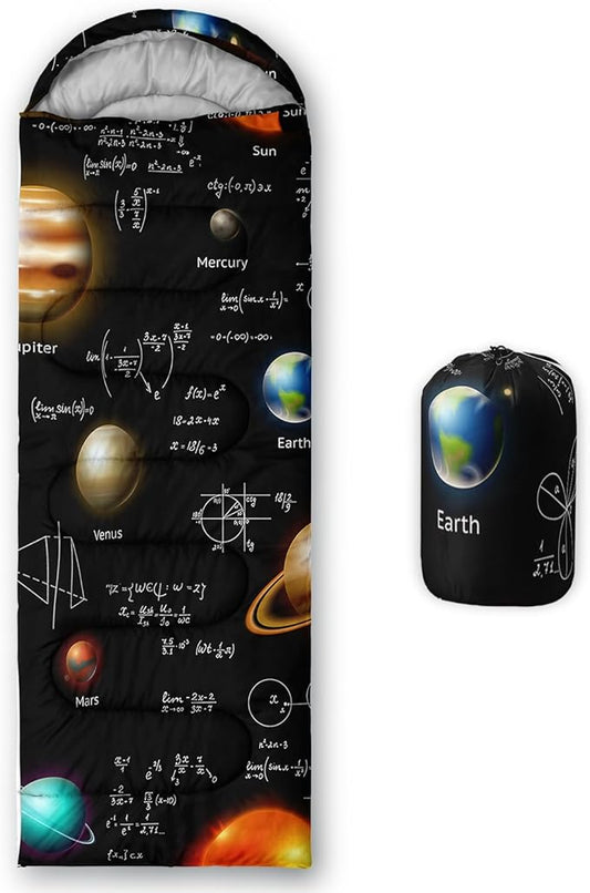 AILONEN Outer Space Astronaut Camping Sleeping Bags,Lightweight & Waterproof,3 Season Warm & Cool Weather,Cartoon Sleeping Bags for Kids,Boys Girls Travelling,Outdoors