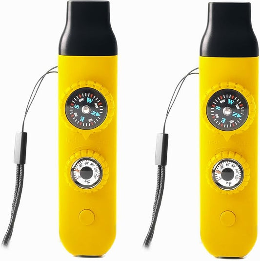 Emergency Survival Safety Whistle，Whistle for Kids with Lanyard,Compass,Thermometer,Ideal for Kayaking, Boating, Hiking, Camping, Climbing